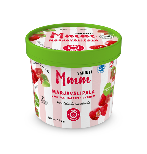 Smuuti Mmm mansikka-raparperi-vaniljamarjavälipala